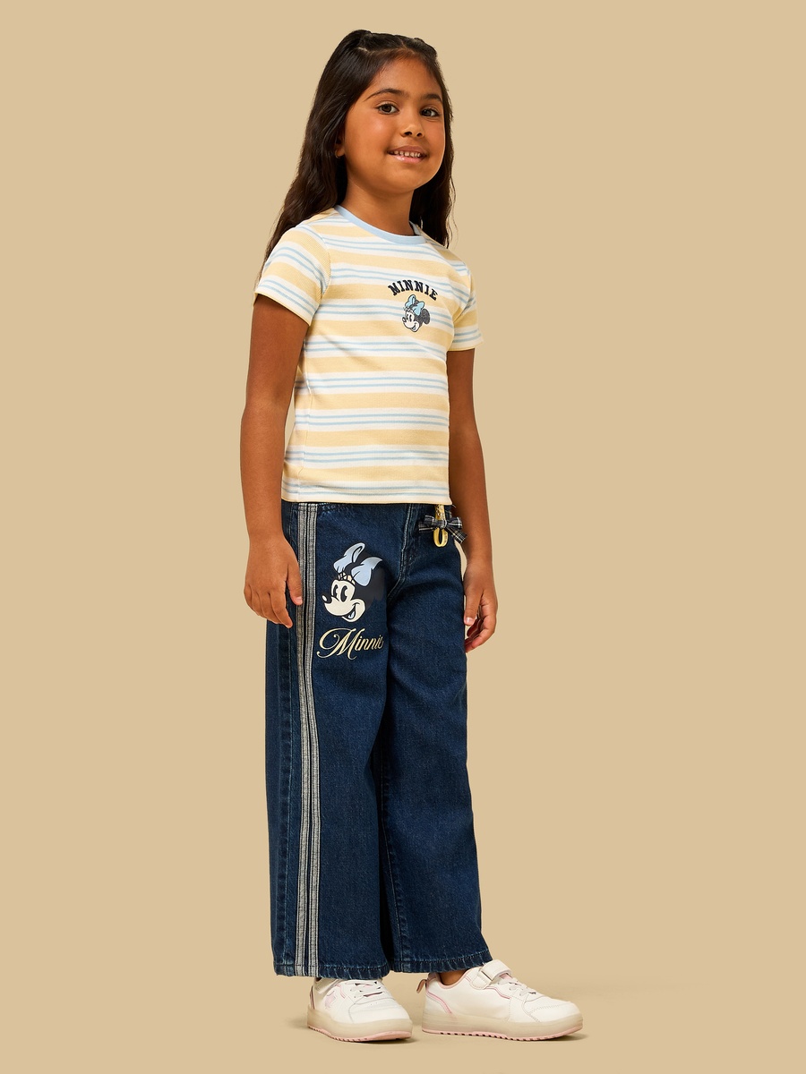 Minnie Mouse Print Cotton Jeans with Keychain