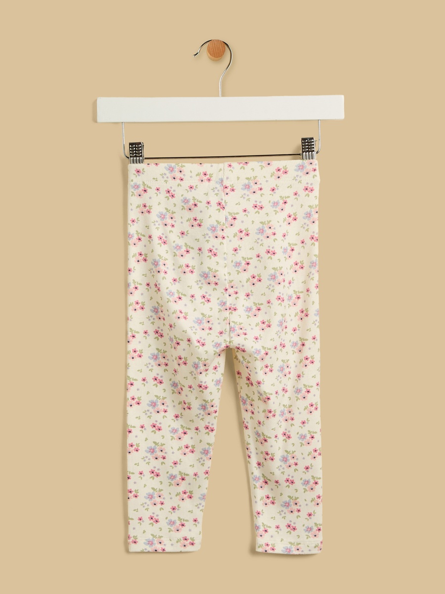 Floral Print Ribbed Leggings