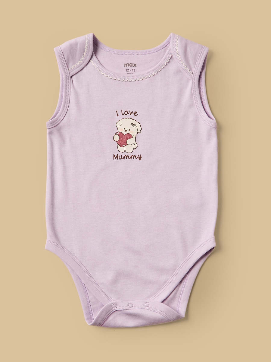 Pack of 3 - Puppy Print Sleeveless Cotton Bodysuit