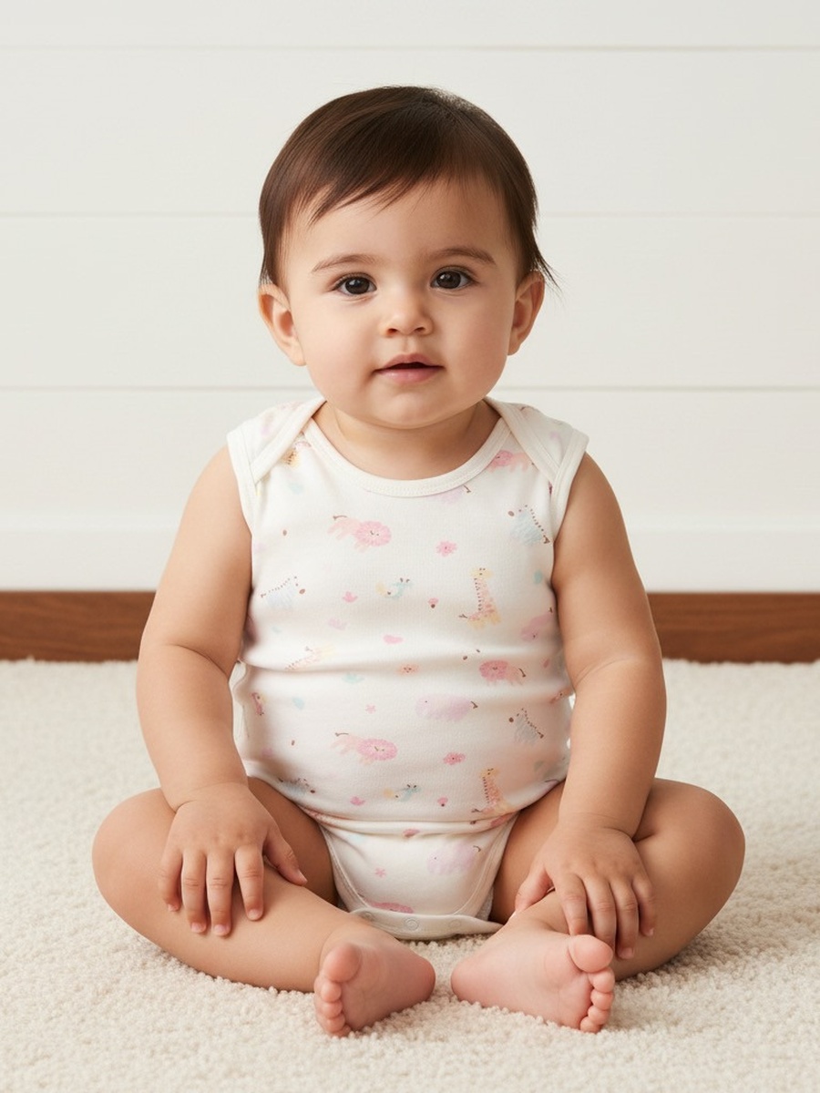 Pack of 3 - Assorted Print Sleeveless Cotton Bodysuit