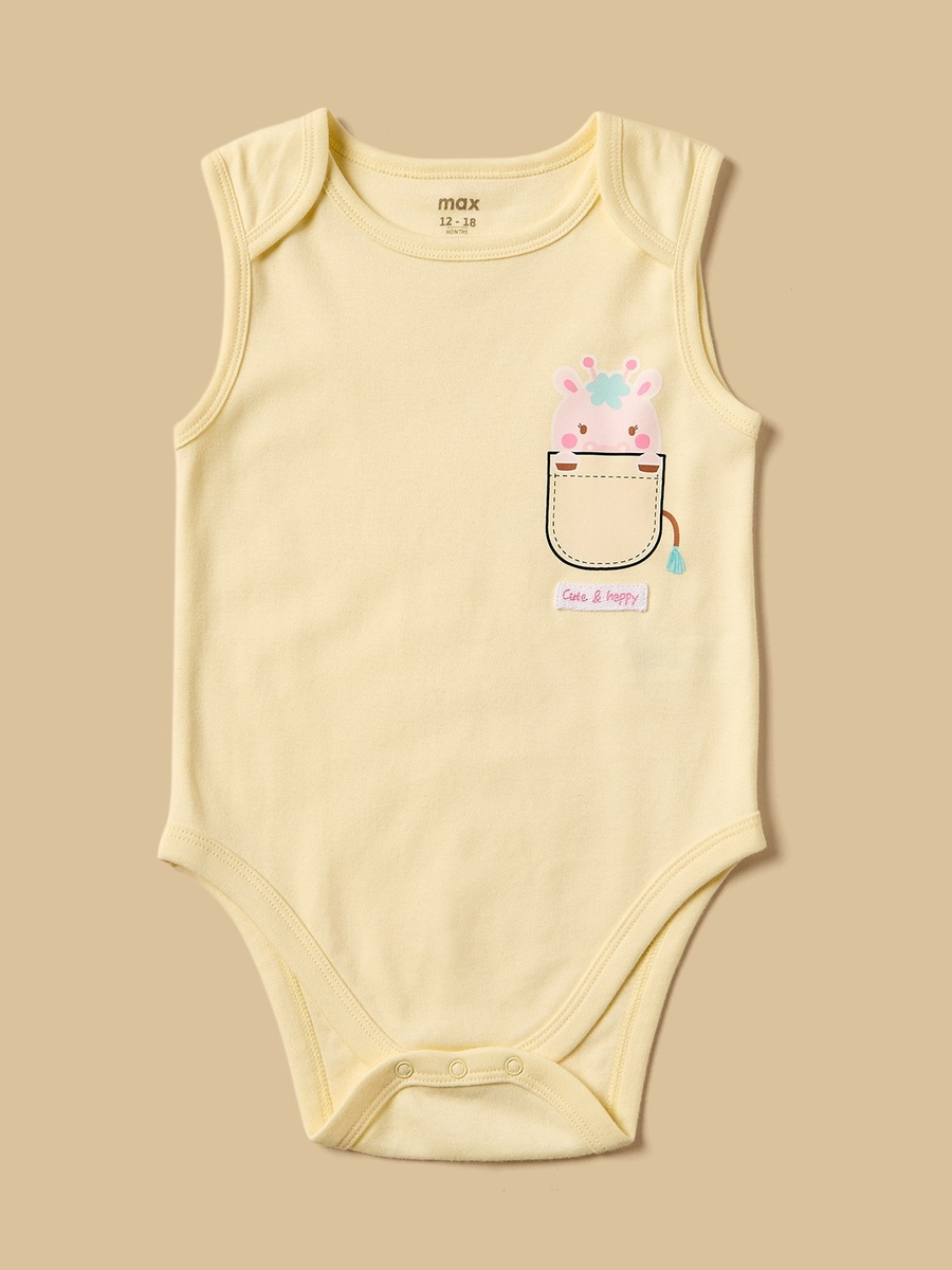 Pack of 3 - Assorted Print Sleeveless Cotton Bodysuit