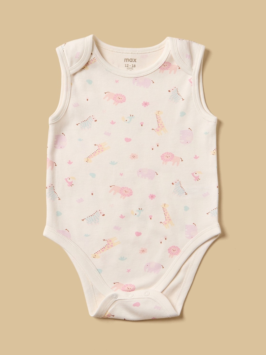 Pack of 3 - Assorted Print Sleeveless Cotton Bodysuit
