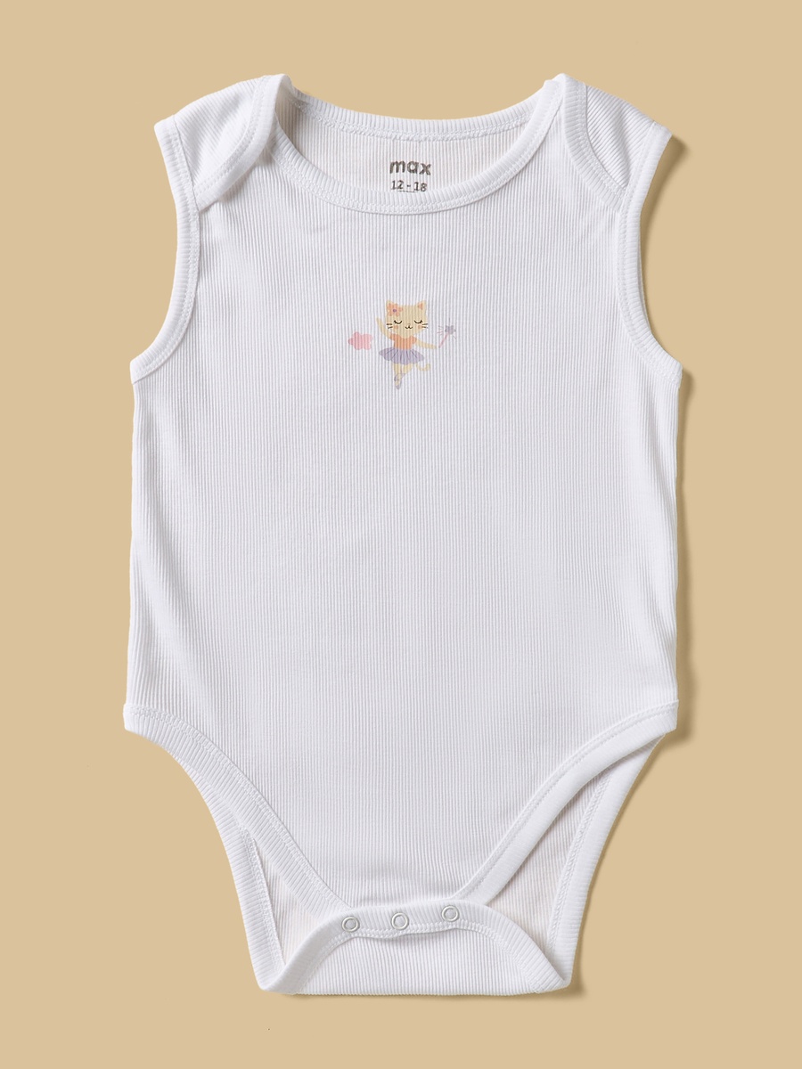 Pack of 7 - Printed Sleeveless Cotton Bodysuit