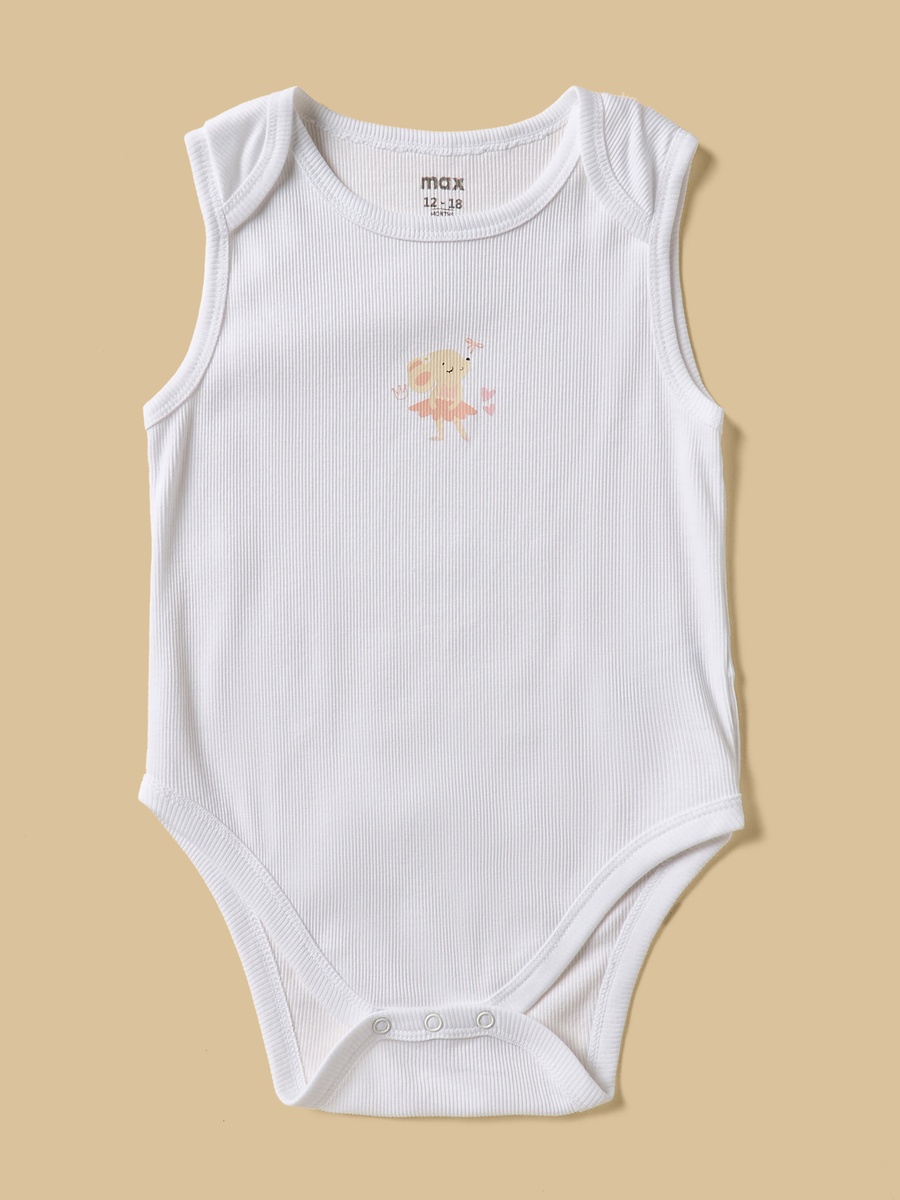 Pack of 7 - Printed Sleeveless Cotton Bodysuit