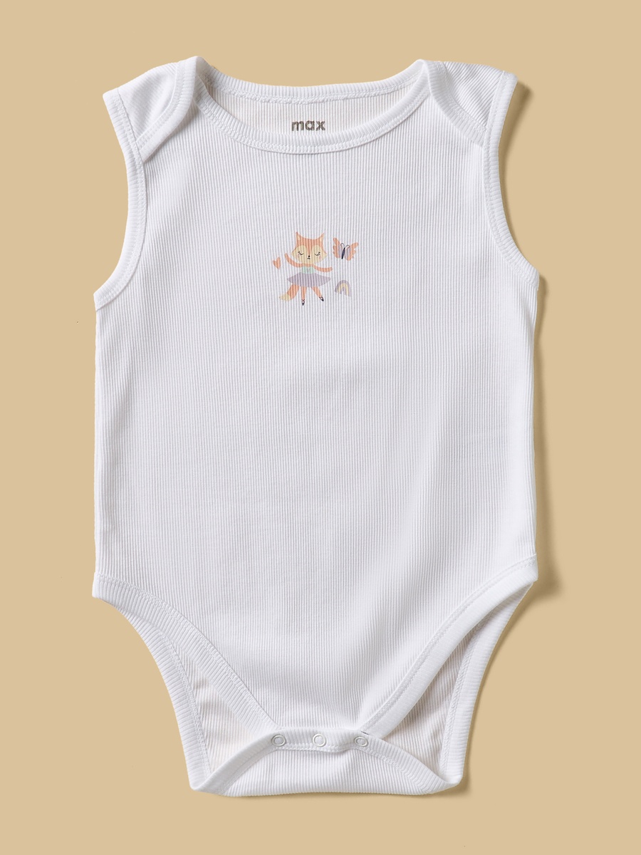 Pack of 7 - Printed Sleeveless Cotton Bodysuit