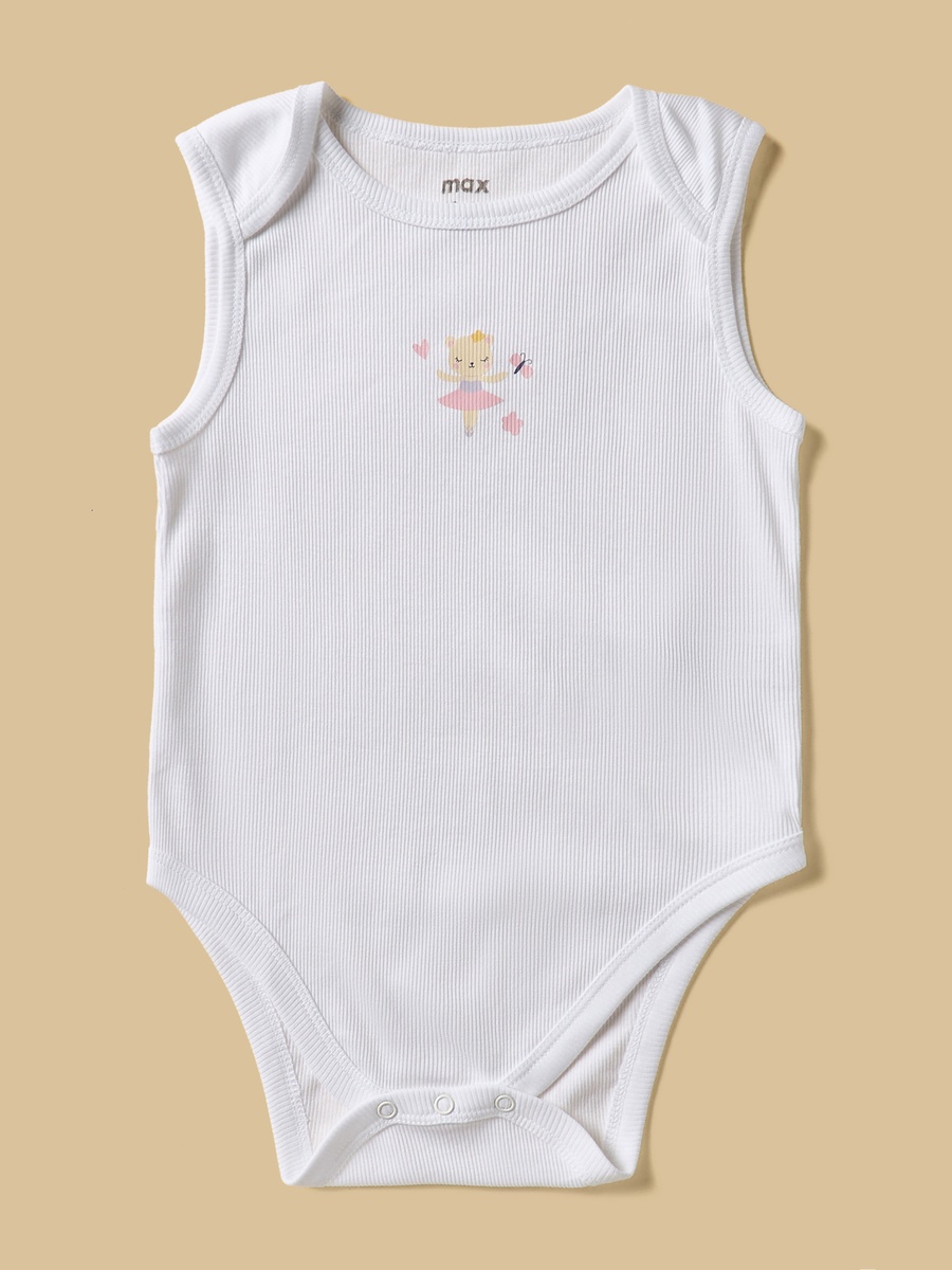 Pack of 7 - Printed Sleeveless Cotton Bodysuit