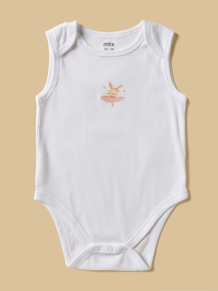 Pack of 7 - Printed Sleeveless Cotton Bodysuit