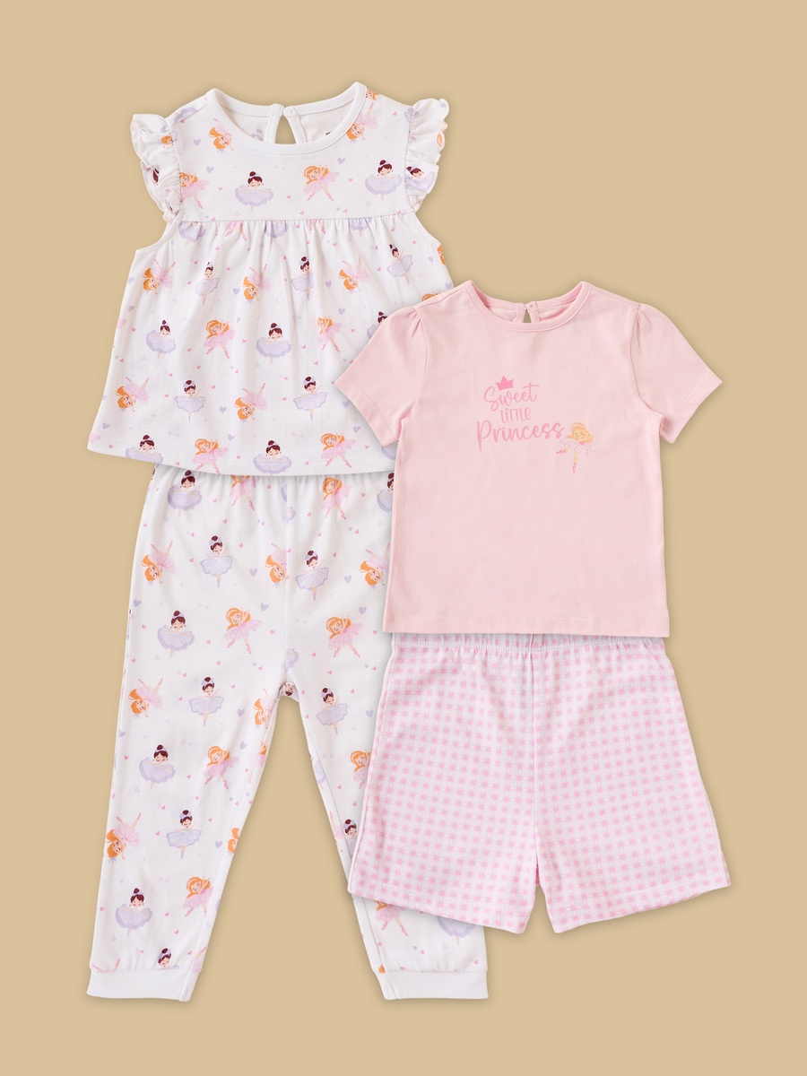 Pack of 2 - Ballerina Print Cotton Pyjama Set