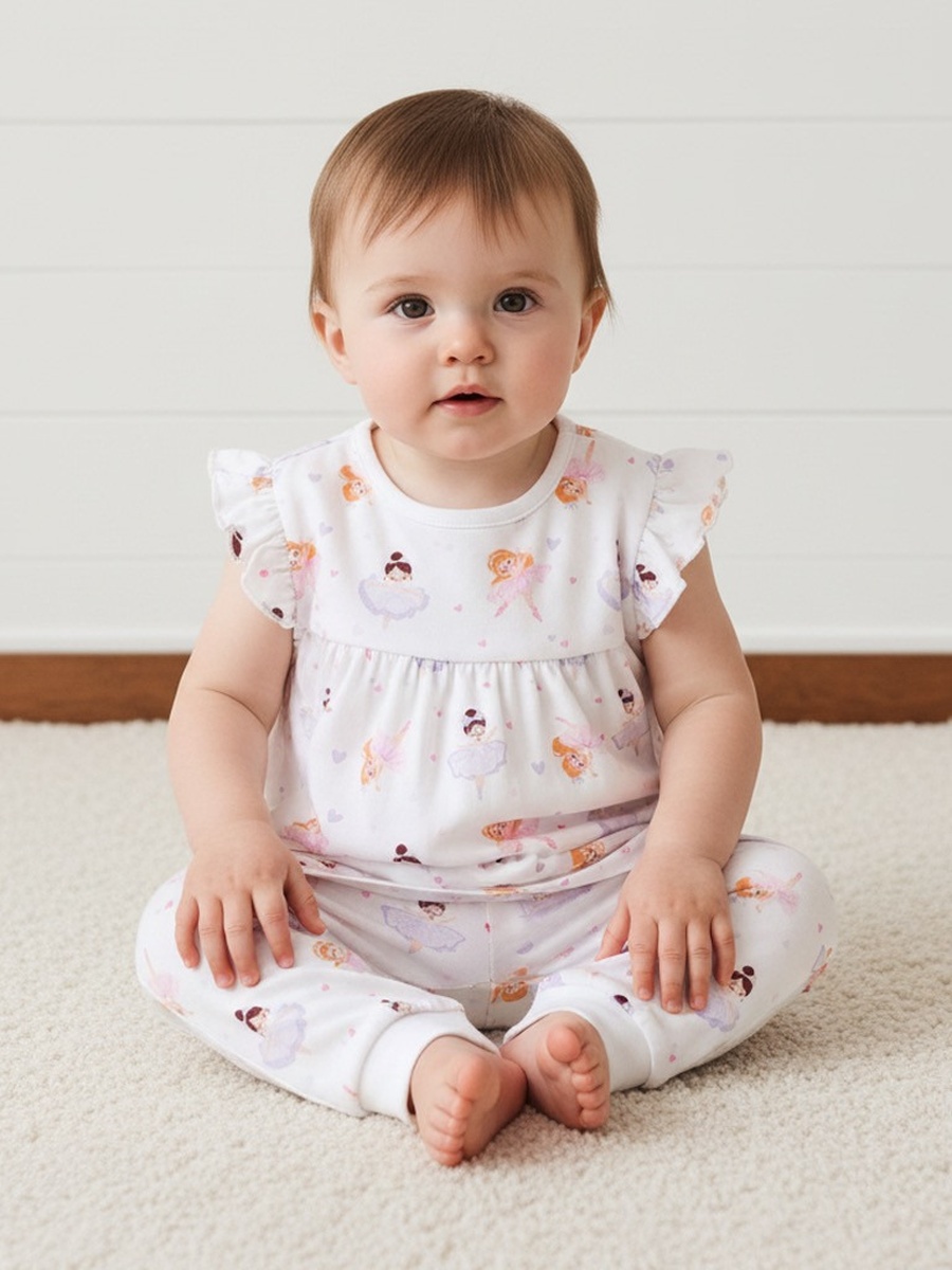 Pack of 2 - Ballerina Print Cotton Pyjama Set