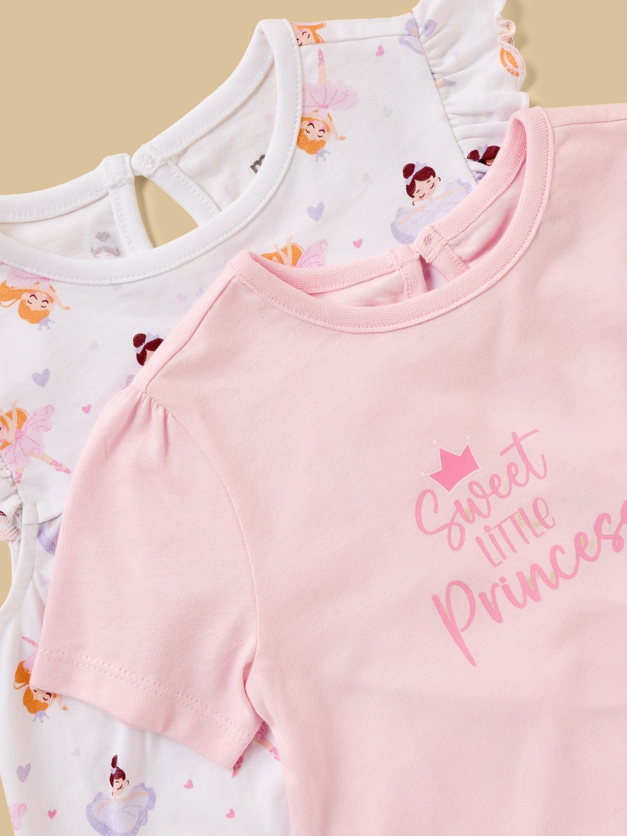 Pack of 2 - Ballerina Print Cotton Pyjama Set