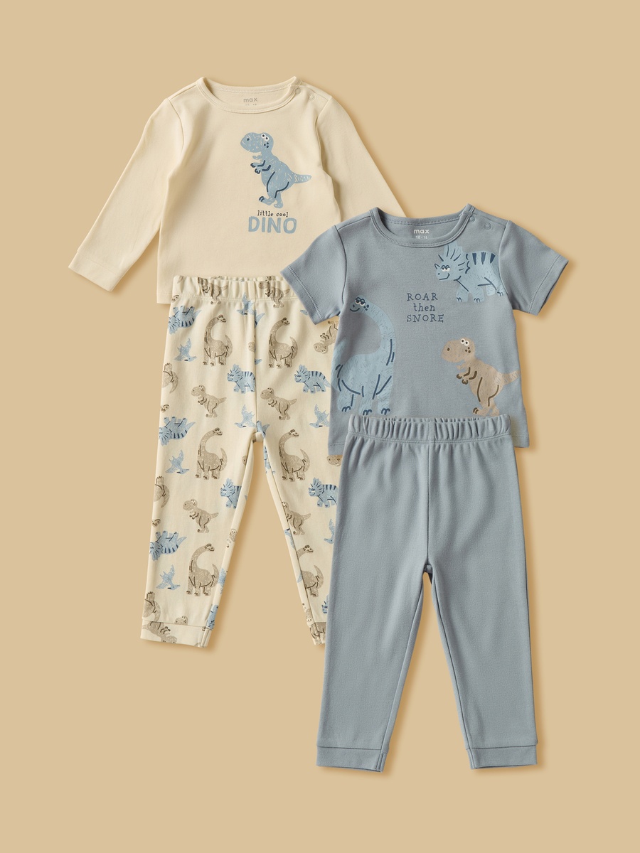 Pack of 2 - Dinosaur Print Cotton Pyjama Set