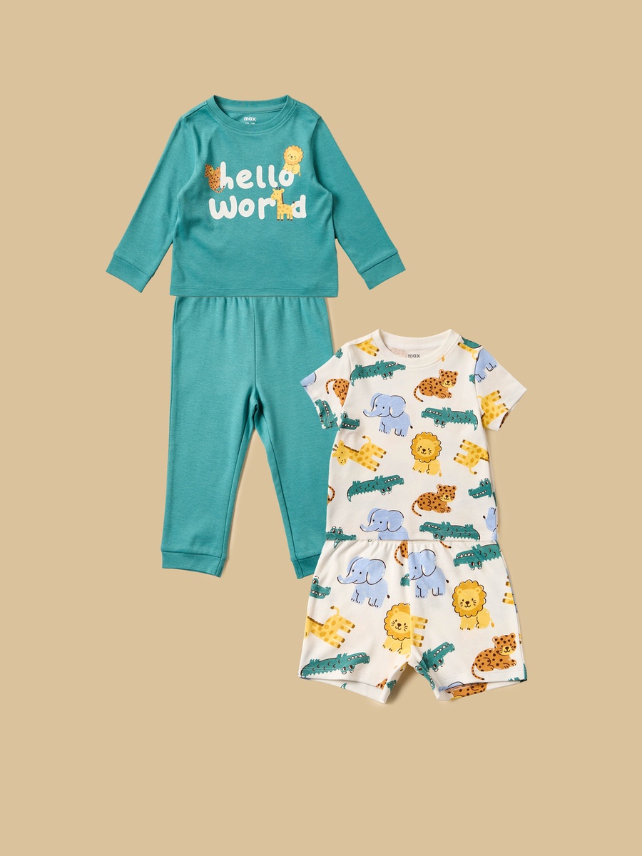 Pack of 2 - Safari Print Cotton Pyjama Set