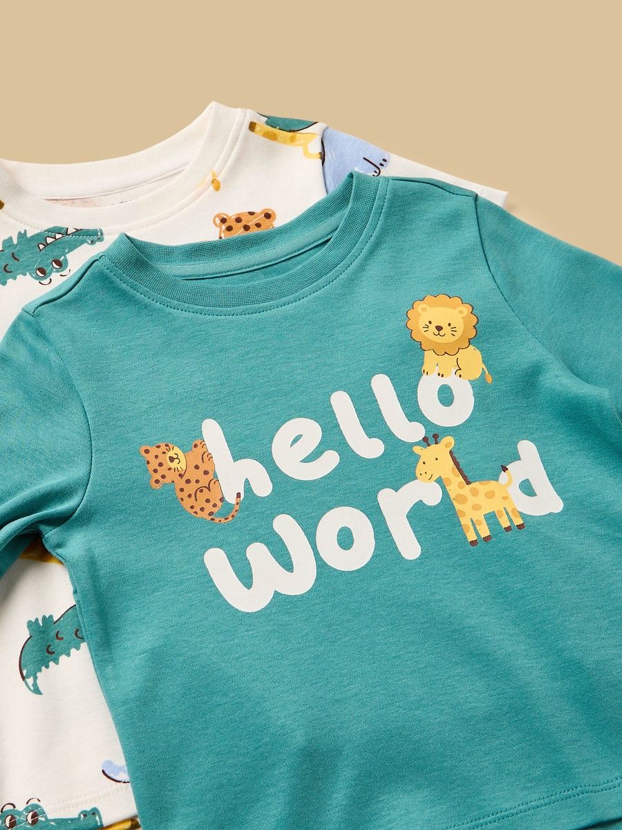 Pack of 2 - Safari Print Cotton Pyjama Set