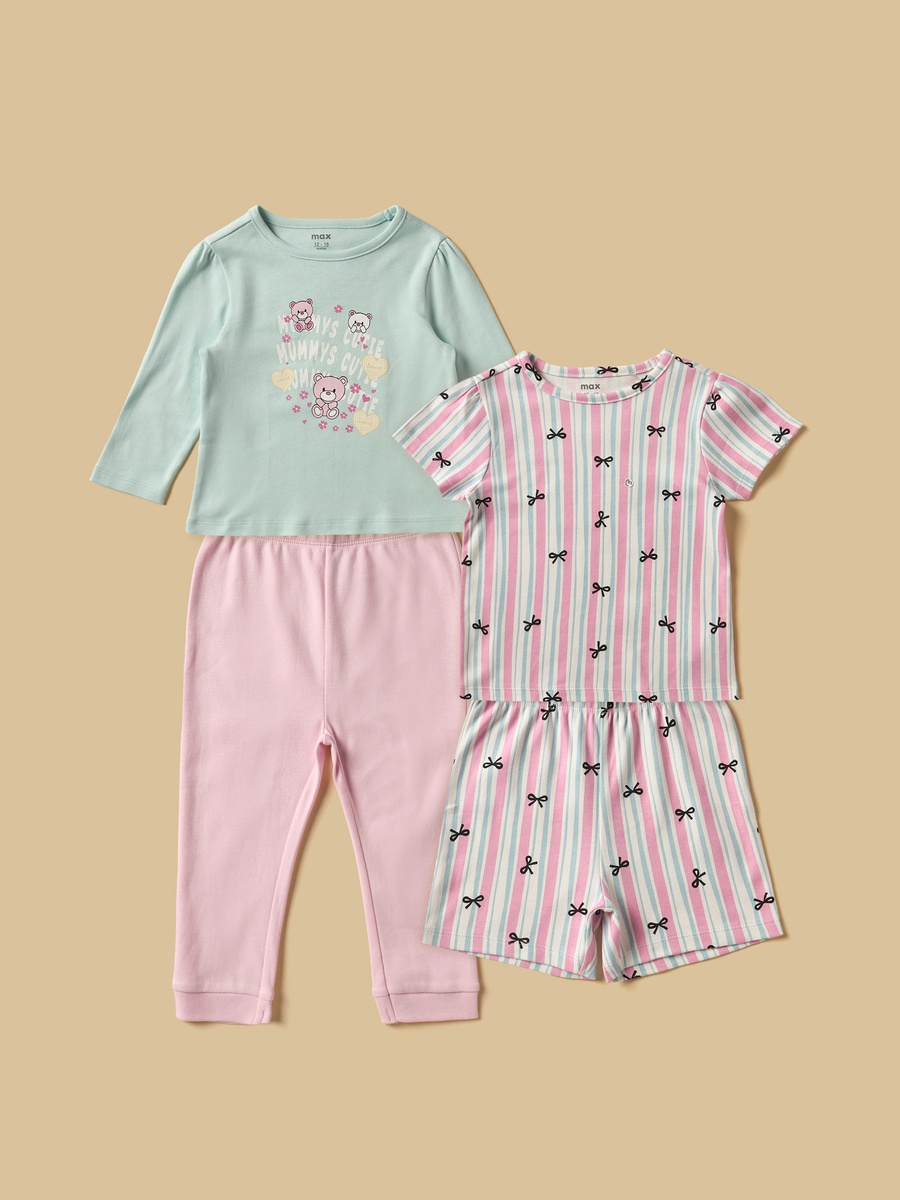 Pack of 2 - Printed Cotton Pyjama Set