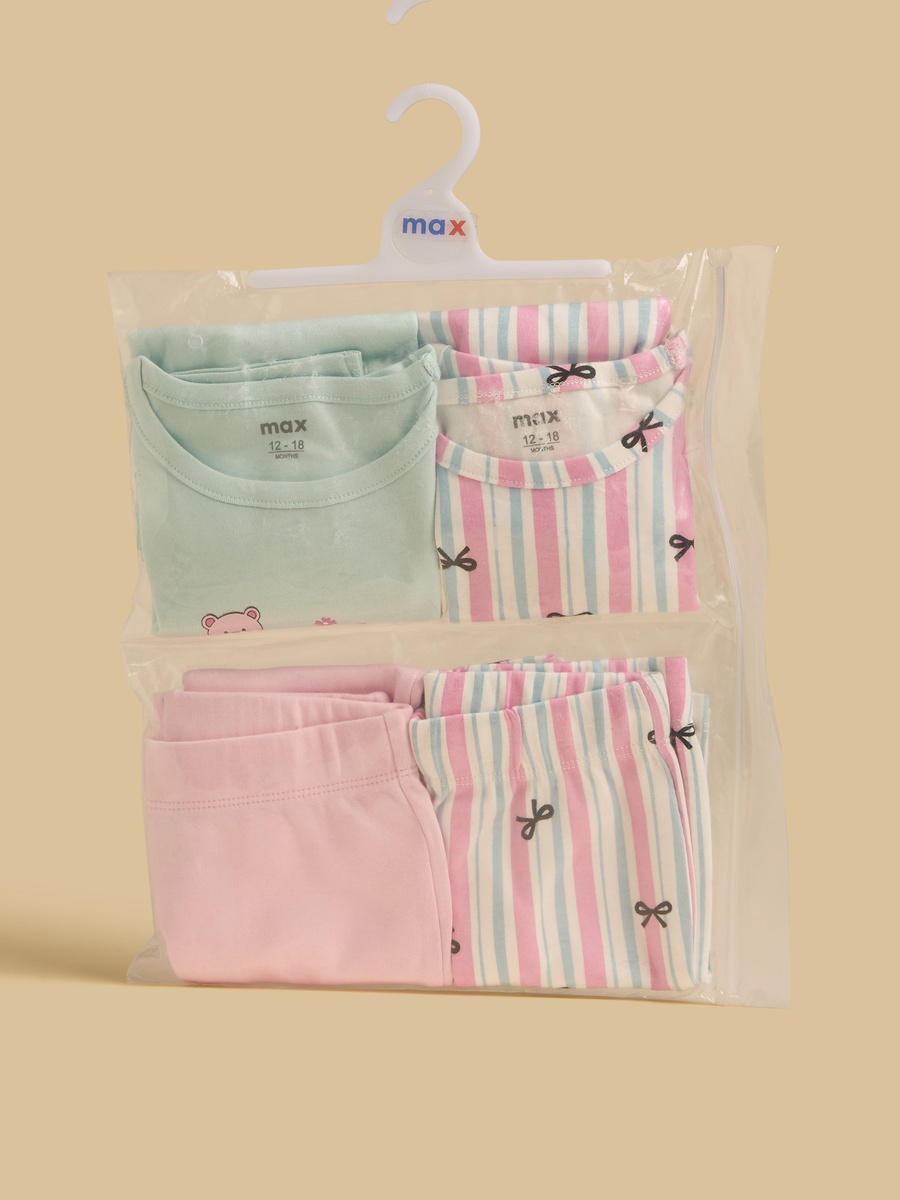 Pack of 2 - Printed Cotton Pyjama Set