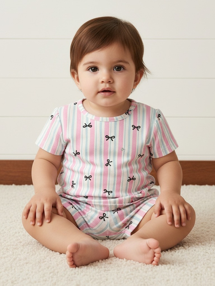 Pack of 2 - Printed Cotton Pyjama Set