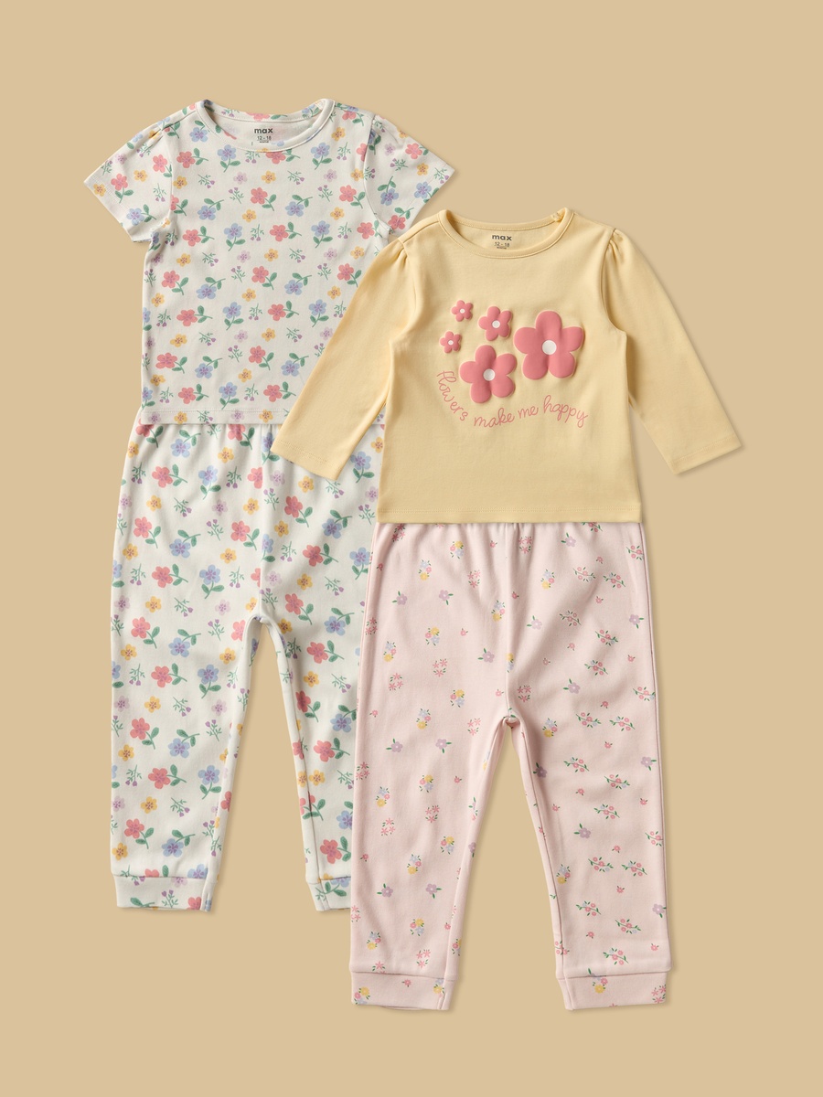 Pack of 2 - Floral Print Cotton Pyjama Set