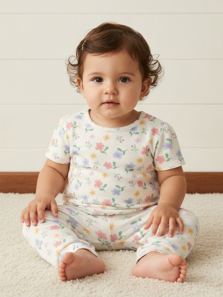 Pack of 2 - Floral Print Cotton Pyjama Set