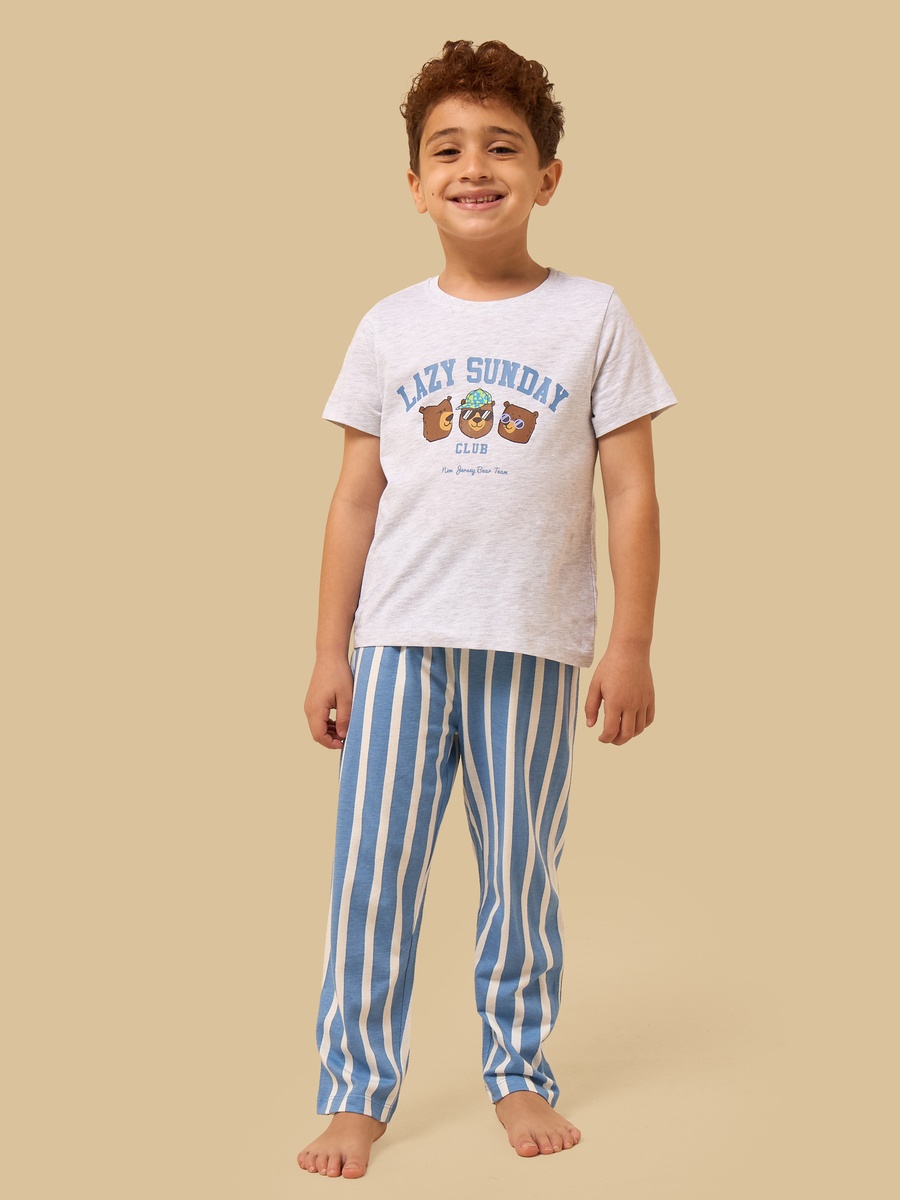 Pack of 2 - Bear Print Cotton Pyjama Set
