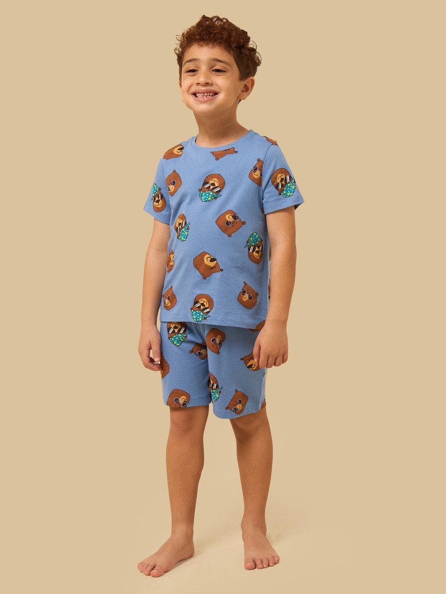 Pack of 2 - Bear Print Cotton Pyjama Set
