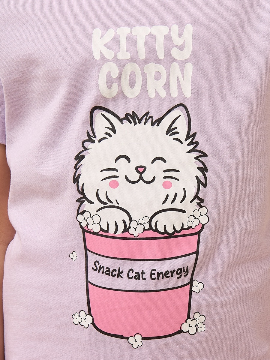 Pack of 2 - Cat Print Cotton Pyjama Set