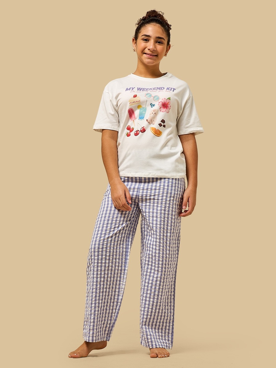 Graphic Print Cotton Pyjama Set