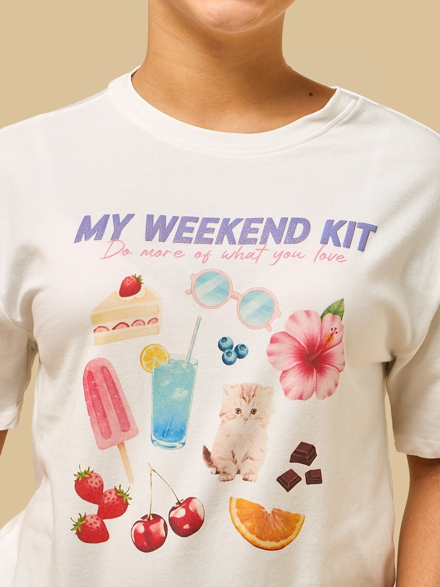 Graphic Print Cotton Pyjama Set