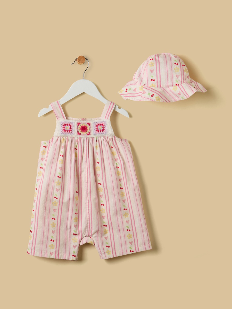 Crochet Design Romper with Cap