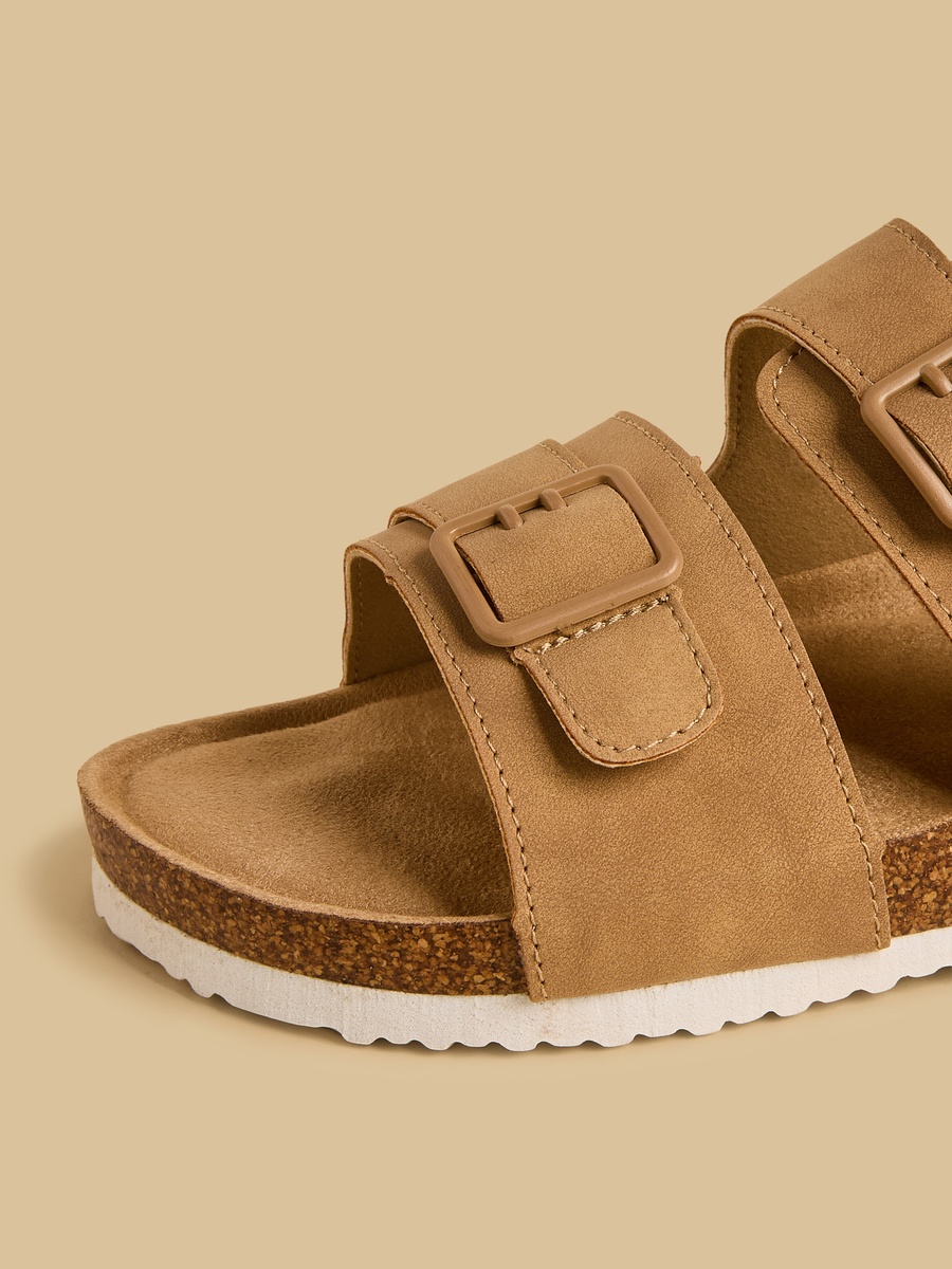 Buckle Detail Sandals with Hook and Loop Closure