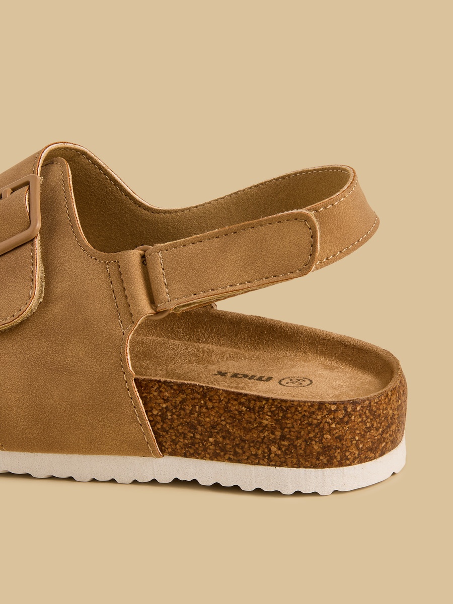 Buckle Detail Sandals with Hook and Loop Closure