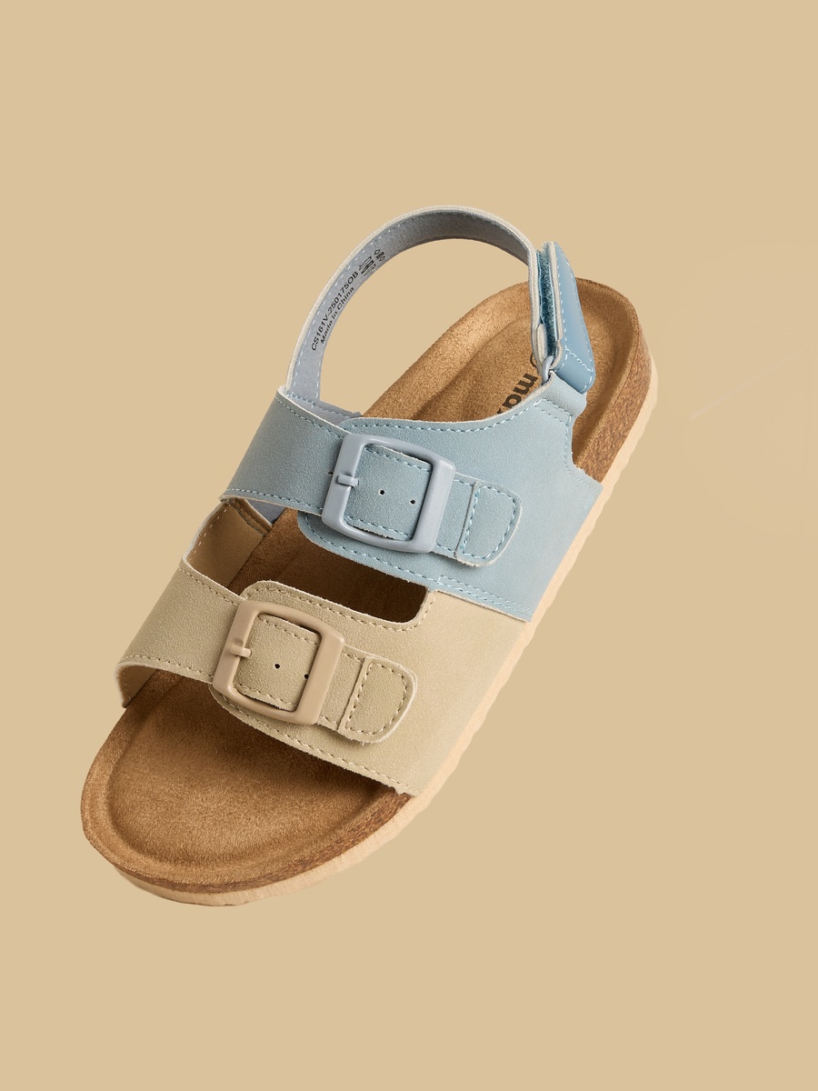 Colourblock Sandals with Hook and Loop Closure
