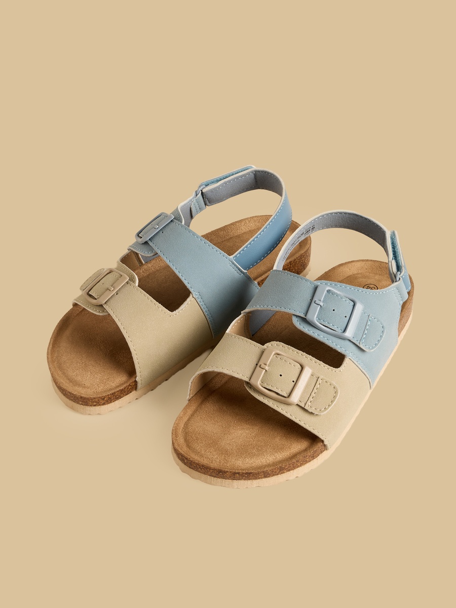 Colourblock Sandals with Hook and Loop Closure