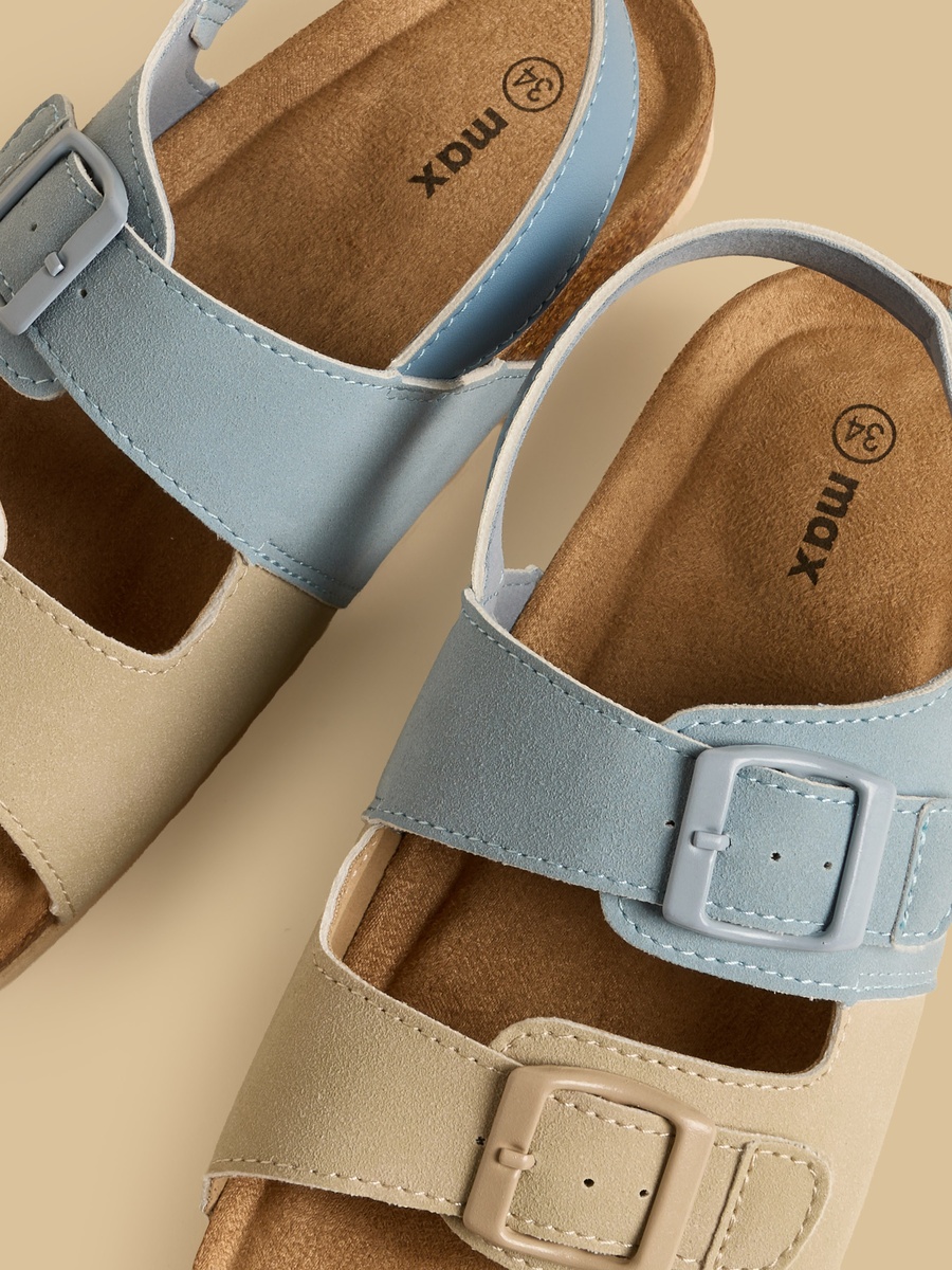 Colourblock Sandals with Hook and Loop Closure