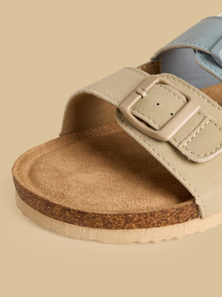 Colourblock Sandals with Hook and Loop Closure