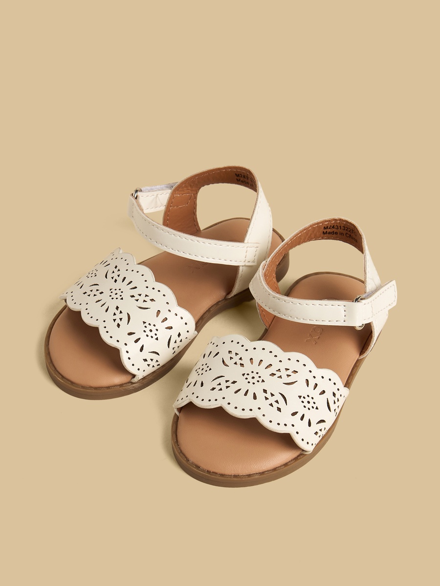 Laser Cut Sandals with Hook and Loop Closure