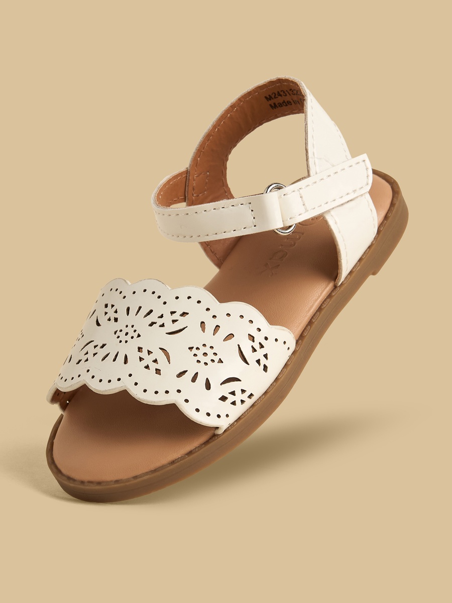 Laser Cut Sandals with Hook and Loop Closure