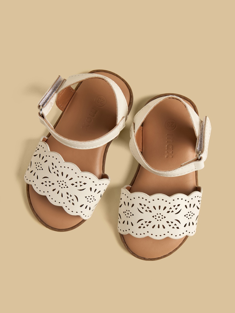 Laser Cut Sandals with Hook and Loop Closure