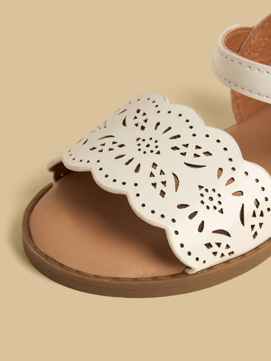 Laser Cut Sandals with Hook and Loop Closure