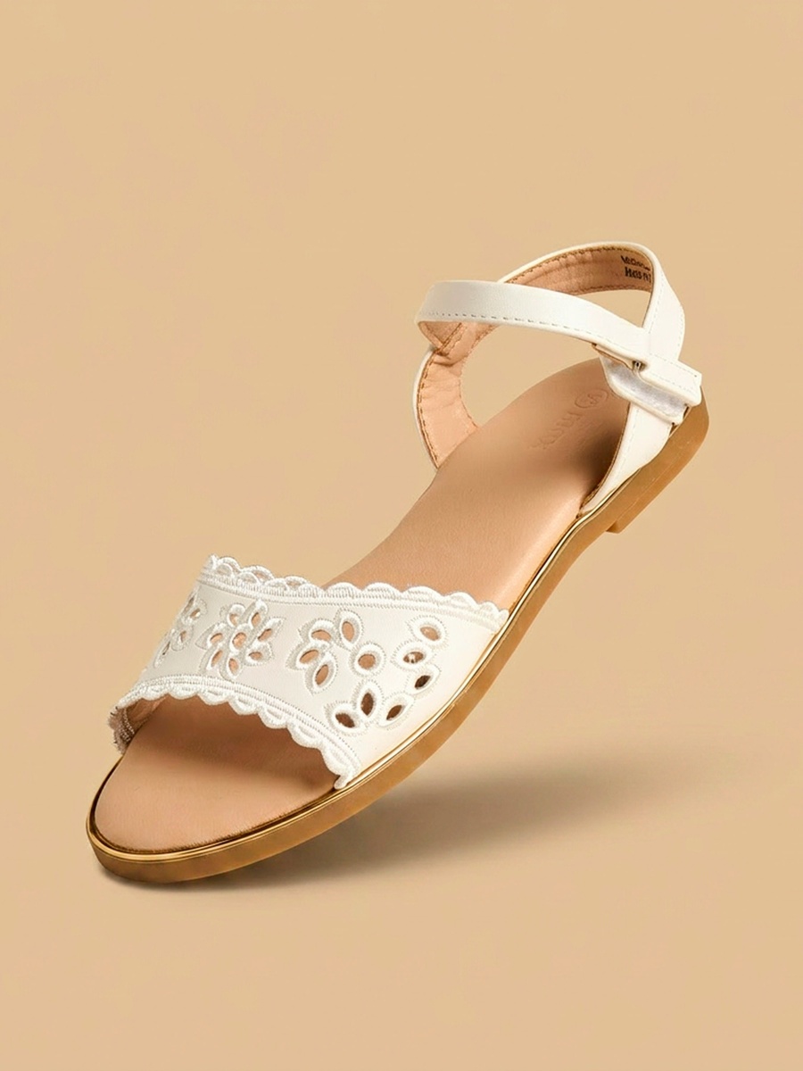 Cutout Design Sandals with Hook and Loop Closure