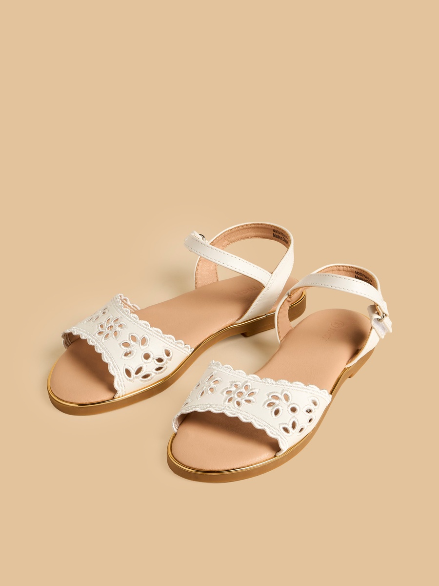 Cutout Design Sandals with Hook and Loop Closure