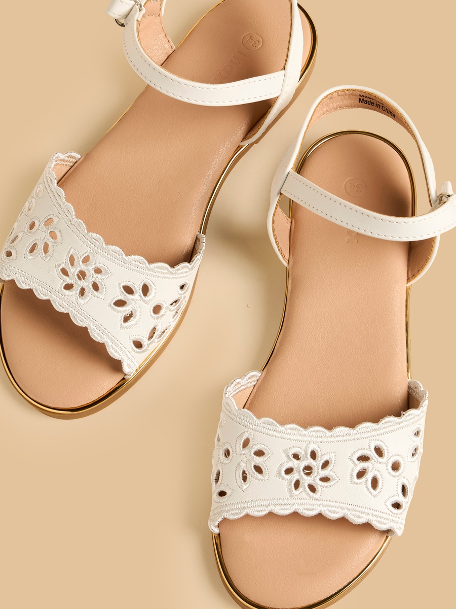 Cutout Design Sandals with Hook and Loop Closure