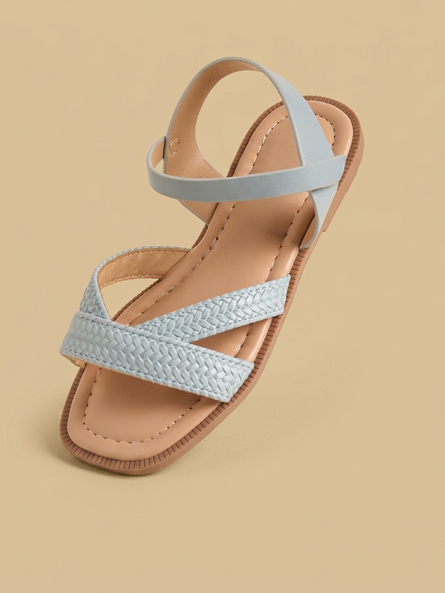 Weave Textured Sandals with Hook and Loop Closure