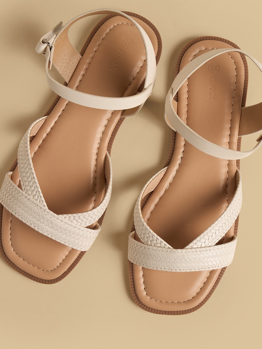 Weave Textured Sandals with Hook and Loop Closure