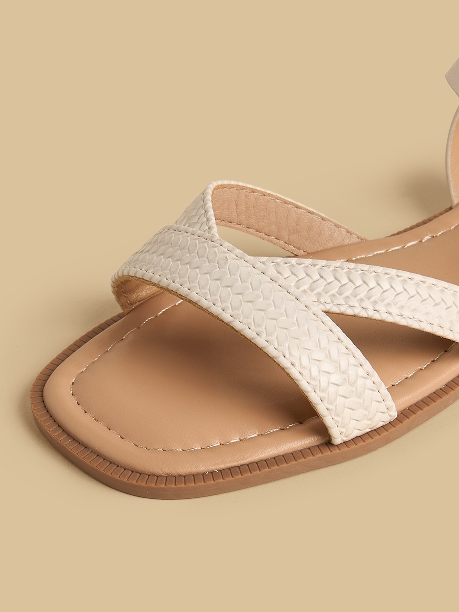 Weave Textured Sandals with Hook and Loop Closure