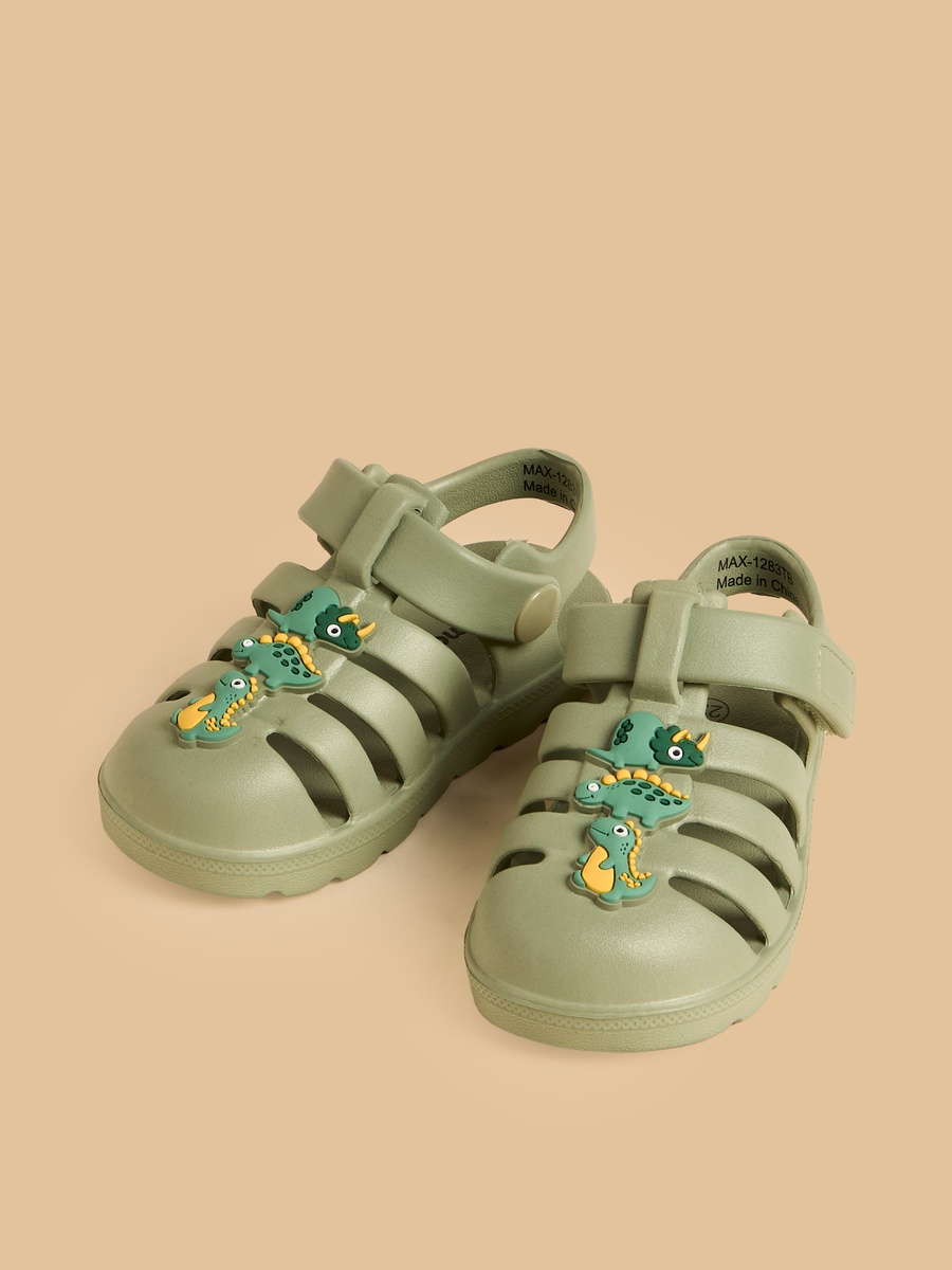 Dinosaur Applique Fisherman Sandals with Hook and Loop Closure