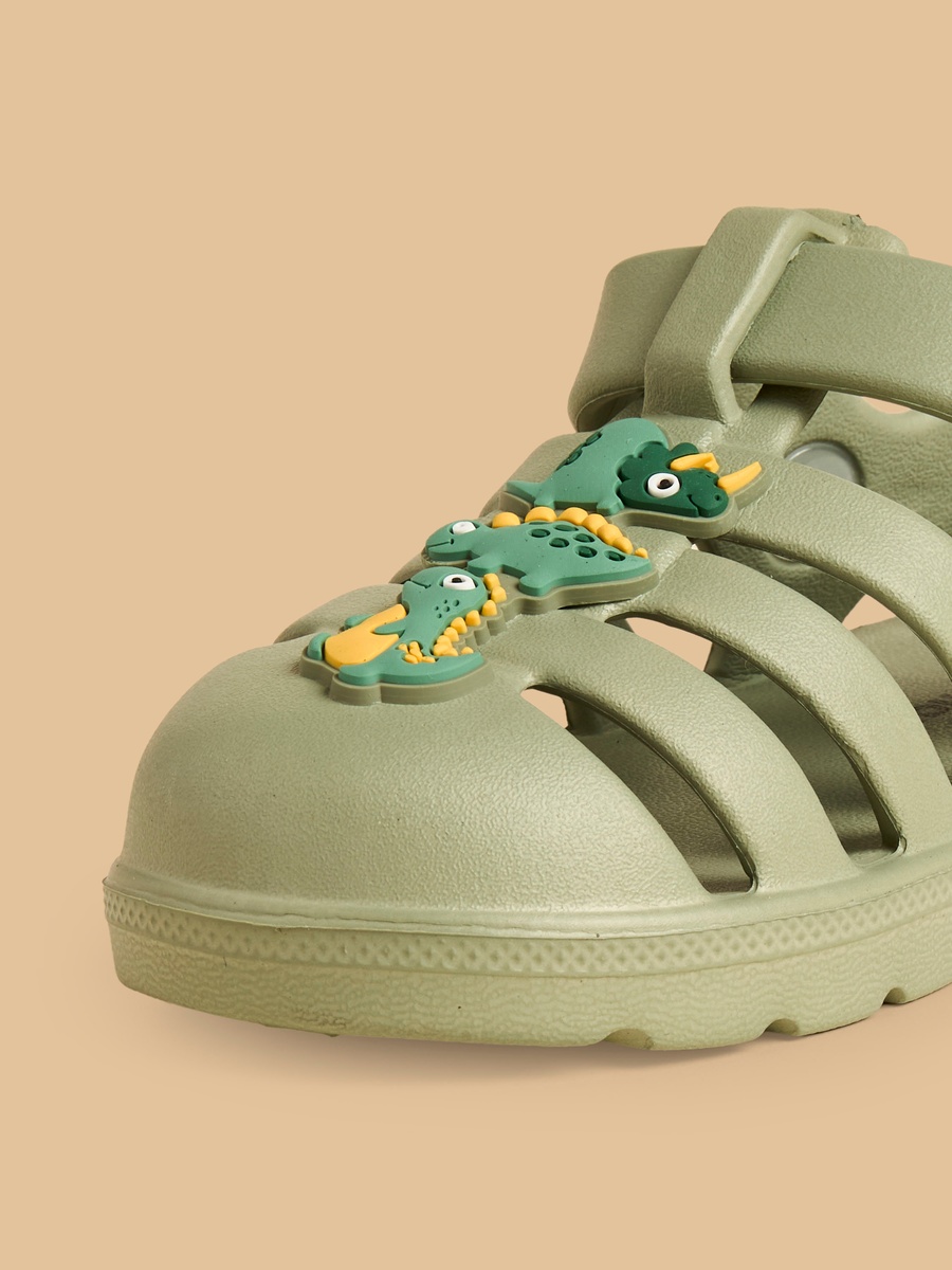 Dinosaur Applique Fisherman Sandals with Hook and Loop Closure