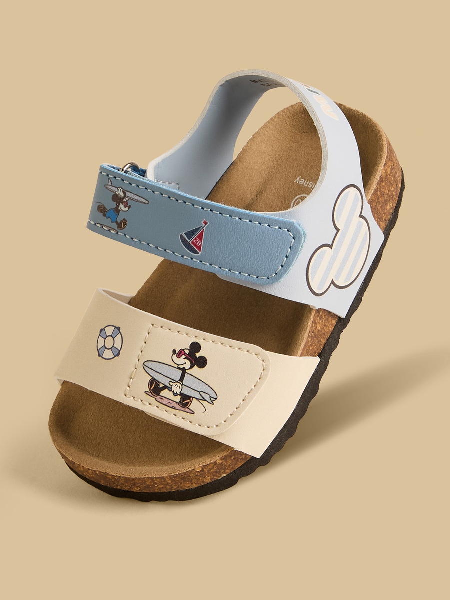 Mickey Mouse Print Sandals with Hook and Loop Closure