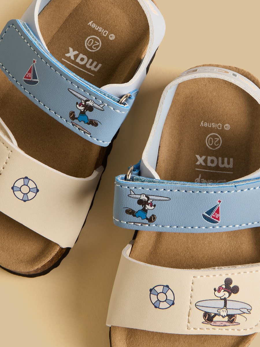 Mickey Mouse Print Sandals with Hook and Loop Closure
