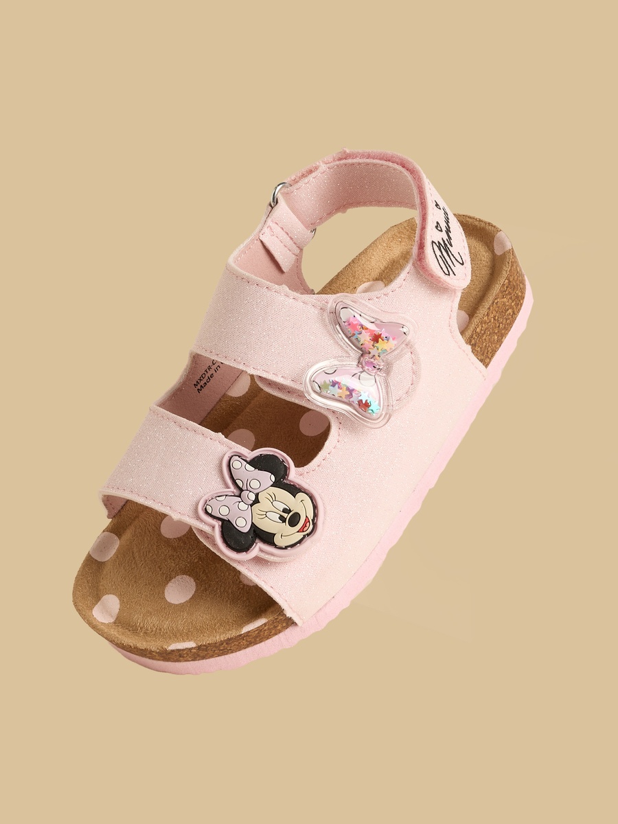 Minnie Mouse Applique Sandals with Hook and Loop Closure