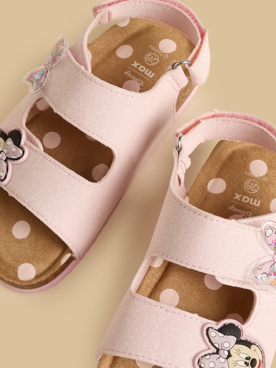Minnie Mouse Applique Sandals with Hook and Loop Closure